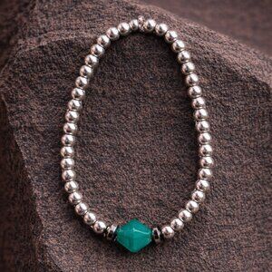 2 for $9 -Beautiful teal/silver beaded bracelet
